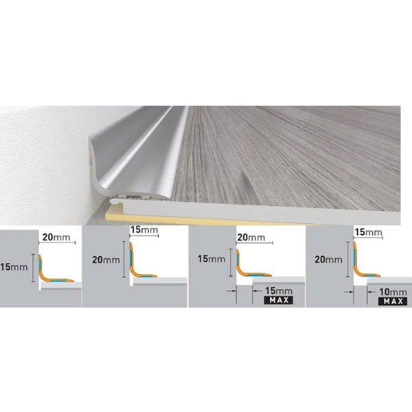 0.93m Self-Adhesive Brushed Aluminium Skirting Board 