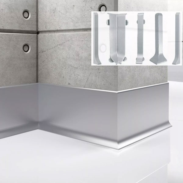  100mm High Anodized Aluminium Skirting Board with PVC Accessories 