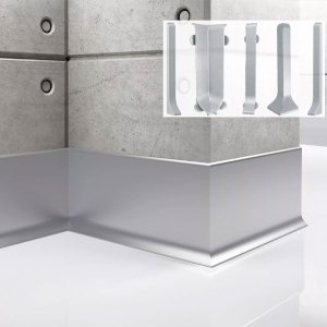  100mm High Anodized Aluminium Skirting Board with PVC Accessories 