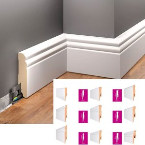 2.42m Long White MDF Skirting Board 