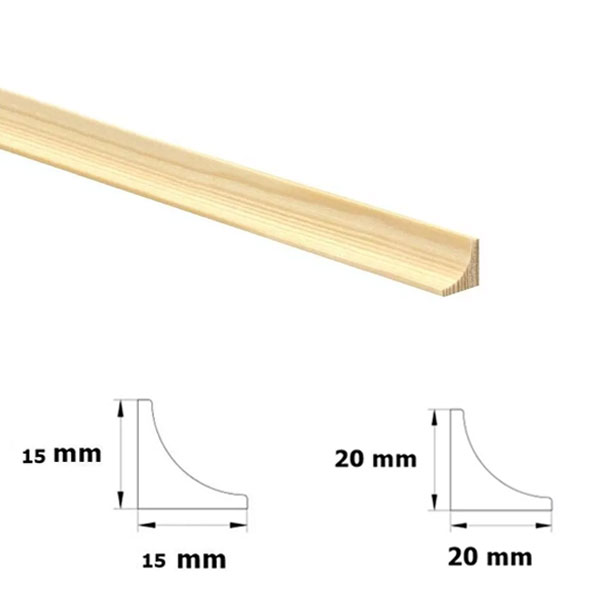 2.4m Long Pine Scotia Moulding Beading Wooden Timber Edging Decorative Trim