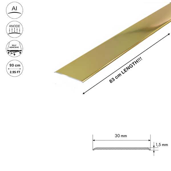 30mm wide Anodised Aluminium Door Floor Bar Edge Trim Threshold Self Adhesive