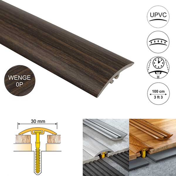 30mm Wide PVC door floor trim for wooden, laminate, carpet, vinyl or tiled floors