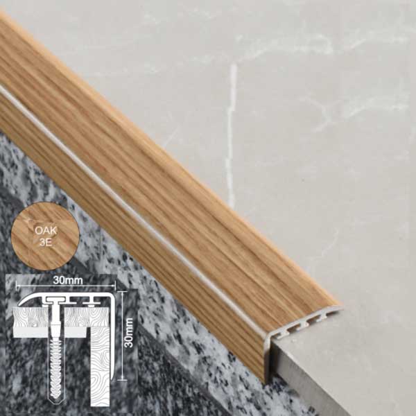 30mm x 30mm UPVC Stair Nosing for Stair Treads Wooden Finish