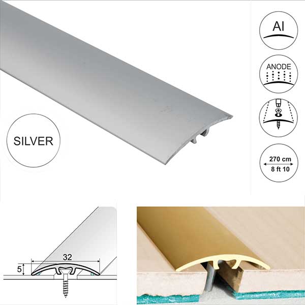 32mm Wide Aluminium Door Thresholds for Wooden & Laminate Floor