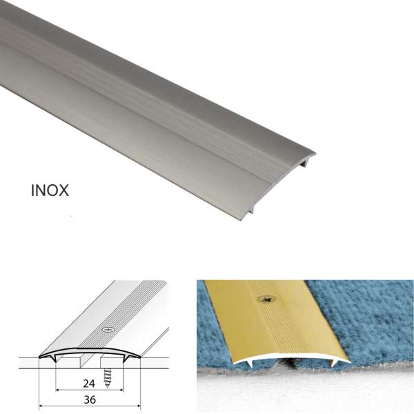 36mm Wide Aluminum Twin Grip Joining Carpet to Carpet Threshold Strip