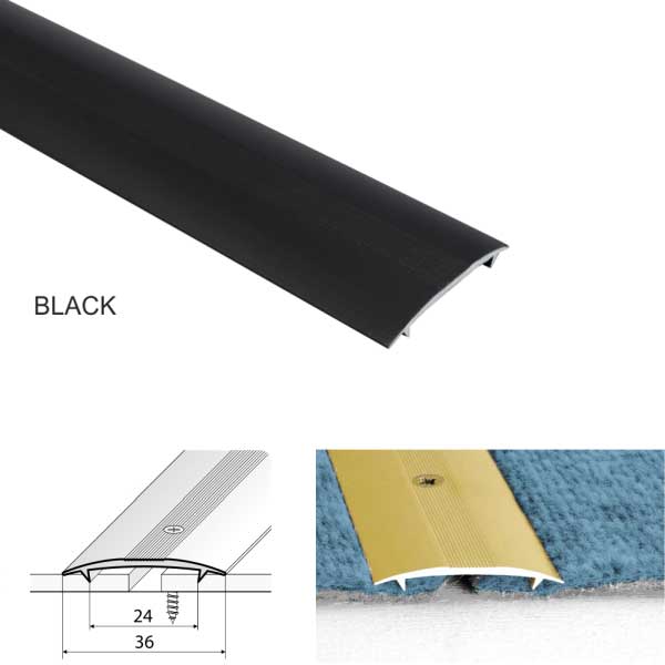 36mm Wide Aluminum Twin Grip Joining Carpet to Carpet Threshold Strip