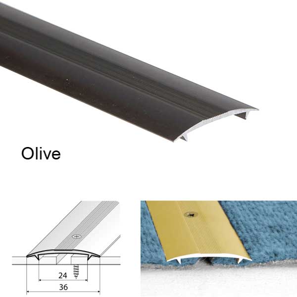 36mm Wide Aluminum Twin Grip Joining Carpet to Carpet Threshold Strip