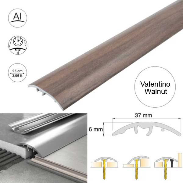 37mm Aluminium Door Threshold Strip Self Adhesive Multi-Purpose Floor Trim 