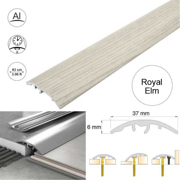 37mm Aluminium Door Threshold Strip Self Adhesive Multi-Purpose Floor Trim 