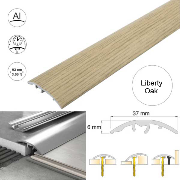 37mm Aluminium Door Threshold Strip Self Adhesive Multi-Purpose Floor Trim 