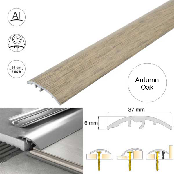 37mm Aluminium Door Threshold Strip Self Adhesive Multi-Purpose Floor Trim 