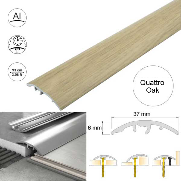37mm Aluminium Door Threshold Strip Self Adhesive Multi-Purpose Floor Trim 