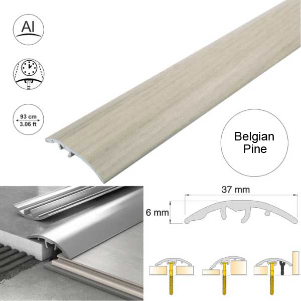 37mm Aluminium Door Threshold Strip Self Adhesive Multi-Purpose Floor Trim 