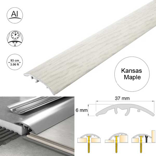 37mm Aluminium Door Threshold Strip Self Adhesive Multi-Purpose Floor Trim 