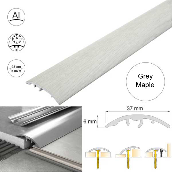 37mm Aluminium Door Threshold Strip Self Adhesive Multi-Purpose Floor Trim 