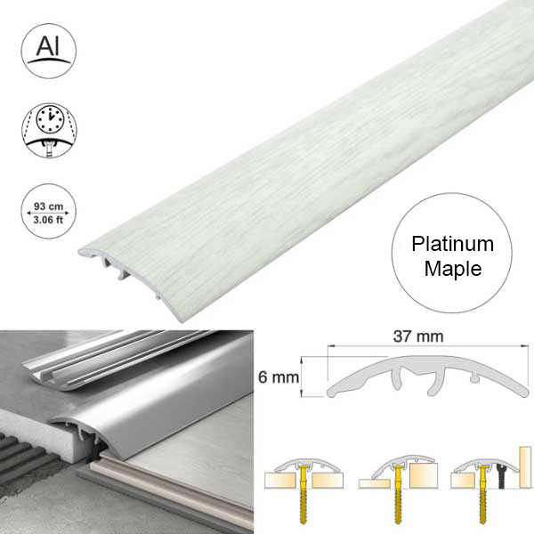 37mm Aluminium Door Threshold Strip Self Adhesive Multi-Purpose Floor Trim 