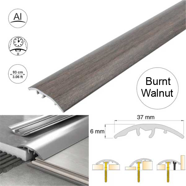 37mm Aluminium Door Threshold Strip Self Adhesive Multi-Purpose Floor Trim 