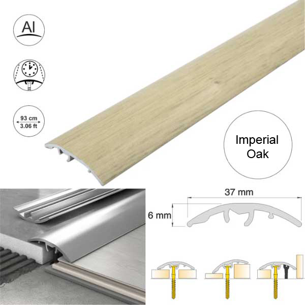 37mm Aluminium Door Threshold Strip Self Adhesive Multi-Purpose Floor Trim 