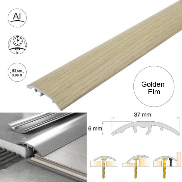 37mm Aluminium Door Threshold Strip Self Adhesive Multi-Purpose Floor Trim 
