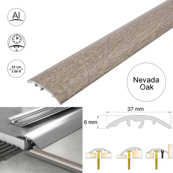 37mm Aluminium Door Threshold Strip Self Adhesive Multi-Purpose Floor Trim 