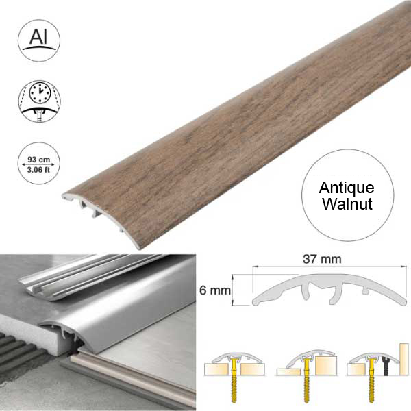 37mm Aluminium Door Threshold Strip Self Adhesive Multi-Purpose Floor Trim 