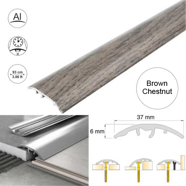 37mm Aluminium Door Threshold Strip Self Adhesive Multi-Purpose Floor Trim 