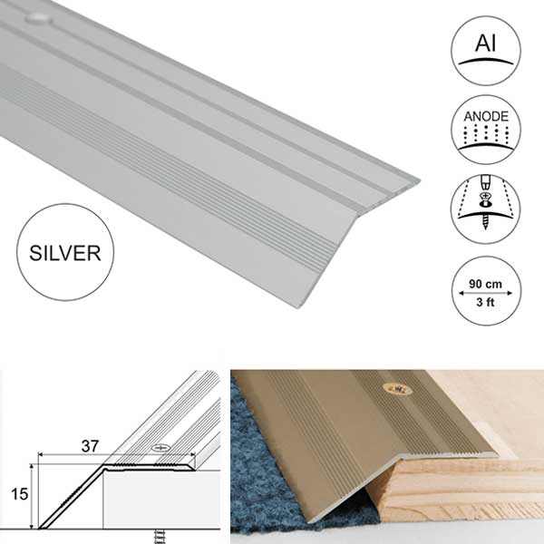 37mm Wide Non Slip Aluminium Door Floor Trim Carpet Thresholds Ramp