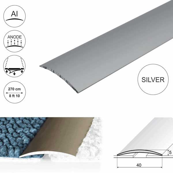 40mm Wide Self Adhesive Aluminium Door Thresholds For Connecting Wooden Or Carpet Floors