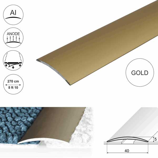 40mm Wide Self Adhesive Aluminium Door Thresholds For Connecting Wooden Or Carpet Floors