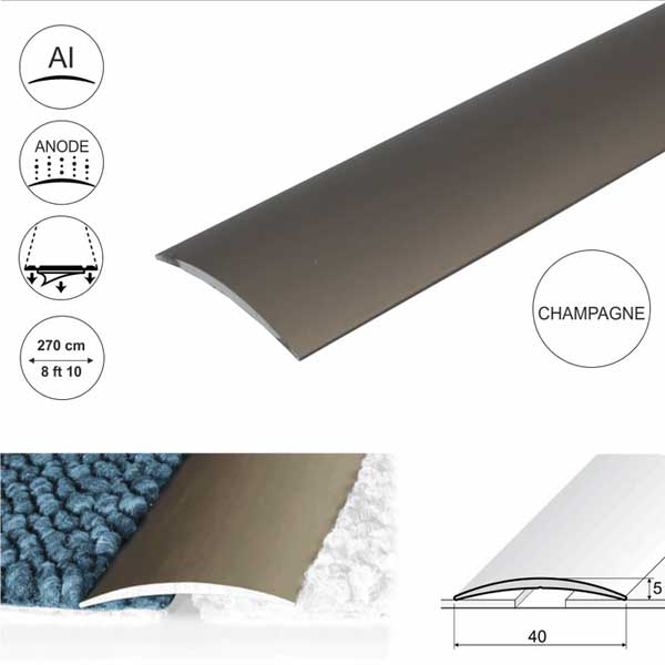 40mm Wide Self Adhesive Aluminium Door Thresholds For Connecting Wooden Or Carpet Floors