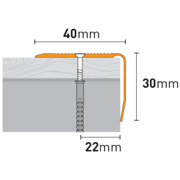 40mm x 30mm Anti-Slip Anodised Aluminium Stair Step Nosing Edge Trim
