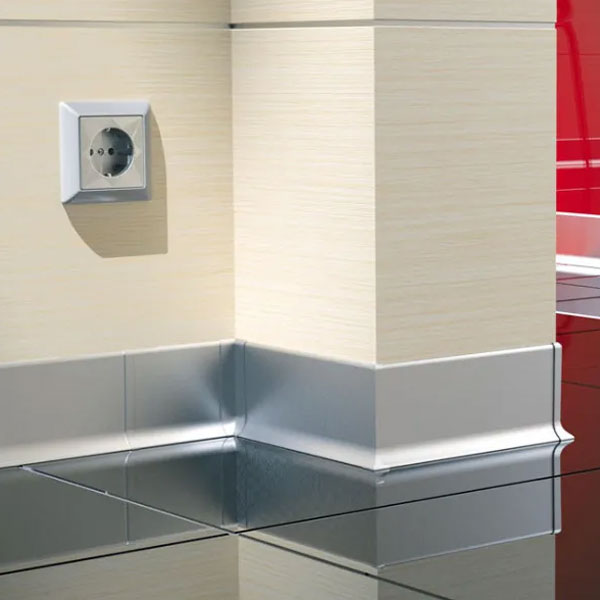 Anodized Aluminium Skirting Board - 59mm High with PVC Accessories 