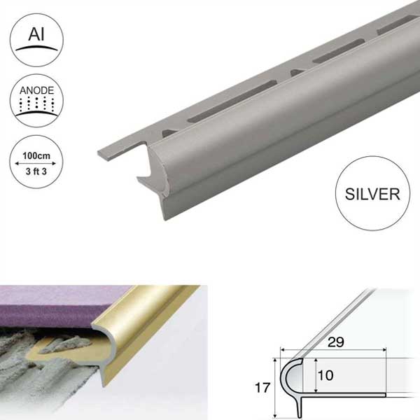 Anti-Slip Stair Nosing Edge Trim Step Edging For Tiles - 29mm x 17mm