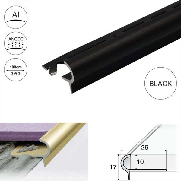 Anti-Slip Stair Nosing Edge Trim Step Edging For Tiles - 29mm x 17mm