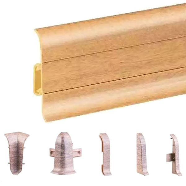 Beech PVC Skirting Board & Accessories Cable Cover Flexible Edges