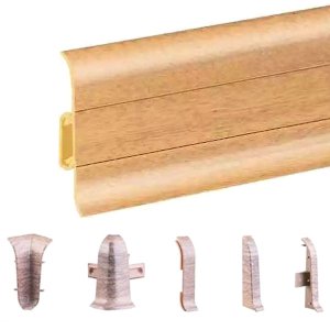 Beech PVC Skirting Board & Accessories Cable Cover Flexible Edges