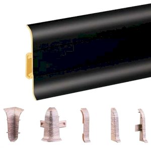 Black Mat PVC Skirting Board & Accessories Cable Cover Flexible Edges