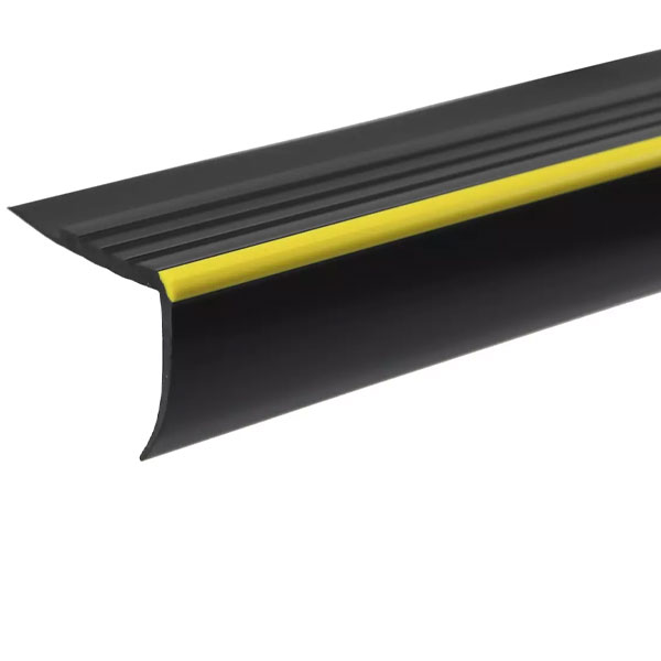 Black Non Slip 1.18m Bullnose Stair Nosing RDO Rubber Angle Step Edge 