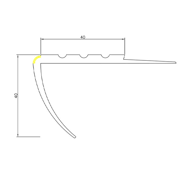 Black Non Slip 1.18m Bullnose Stair Nosing RDO Rubber Angle Step Edge 