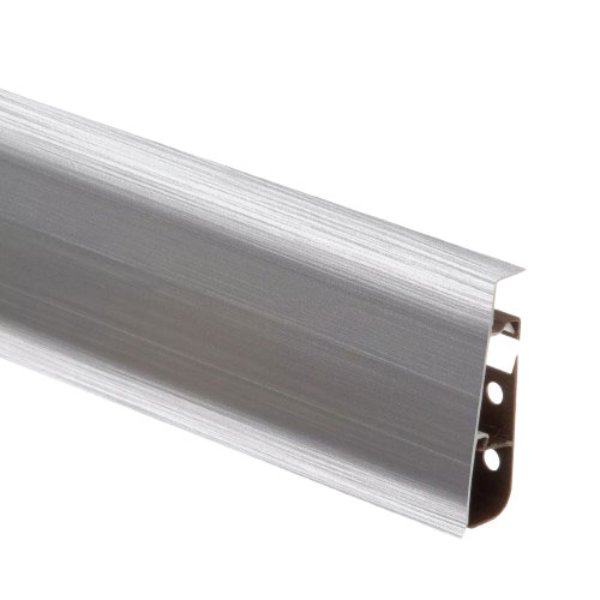 Brushed Aluminium PVC Skirting Board & Accessories with Flexible Edges and Cable Cover