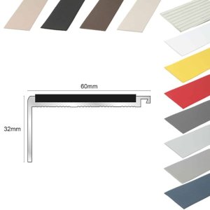Commercial Stair Nosing 60mm x 32mm With PVC Insert Non Slip