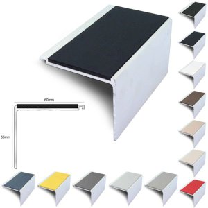 Commercial Stair Nosing 60mm x 55mm Non Slip PVC Insert Stair Nosing Edge Protection