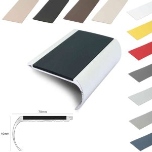 Commercial Stair Nosing 70mm x 40mm With PVC Insert Non Slip Bullnose Stair Nosing