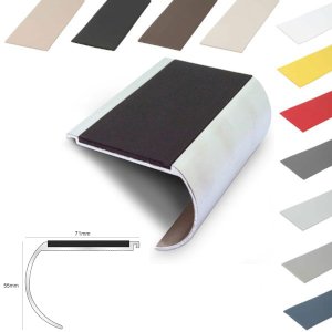 Commercial Stair Nosing 71mm x 55mm With PVC Insert Non Slip Bullnose Stair Nosing