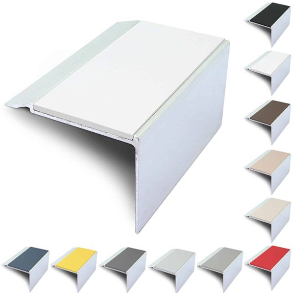 Commercial Stair Nosing 72mm x 55mm With PVC Insert Non Slip Stair Edge Trim