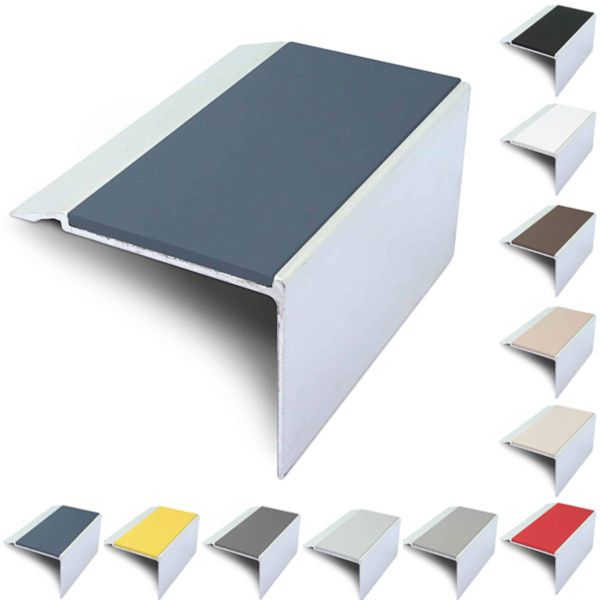 Commercial Stair Nosing 72mm x 55mm With PVC Insert Non Slip Stair Edge Trim
