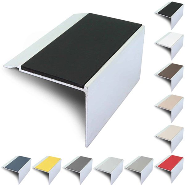 Commercial Stair Nosing 72mm x 55mm With PVC Insert Non Slip Stair Edge Trim