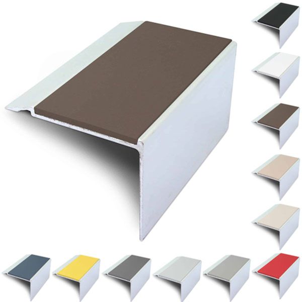 Commercial Stair Nosing 72mm x 55mm With PVC Insert Non Slip Stair Edge Trim