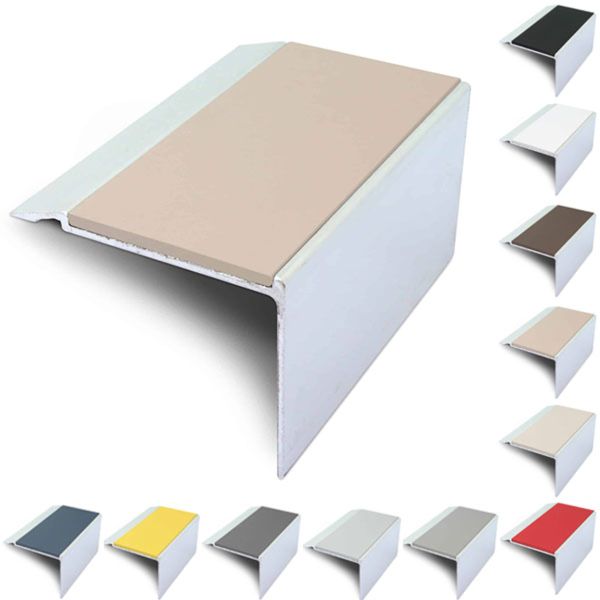Commercial Stair Nosing 72mm x 55mm With PVC Insert Non Slip Stair Edge Trim